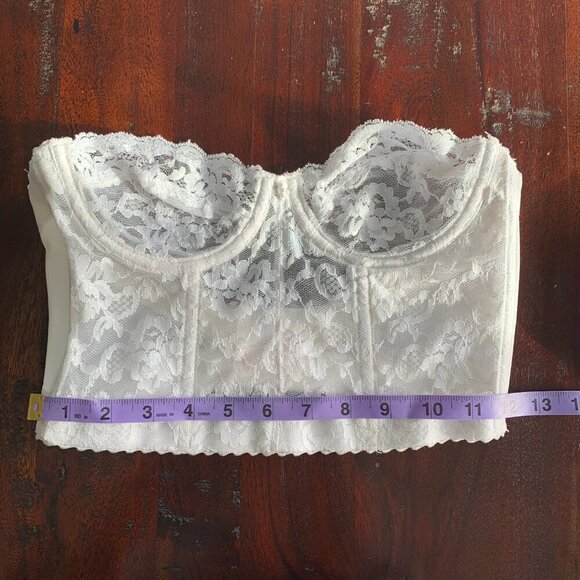 Vintage Vogue Bra White Sheer Lace Corset Crop Bustier Top - Picture 9 of 9